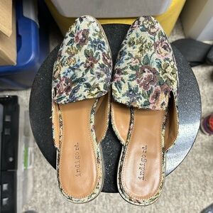 Unique Floral Slip On Mules